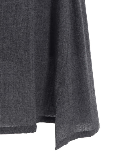 WOOL GAUZE TWILL ASYMMETRIC FLARE SKIRT