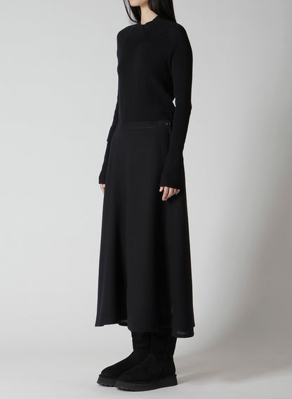 WOOL GAUZE TWILL ASYMMETRIC FLARE SKIRT