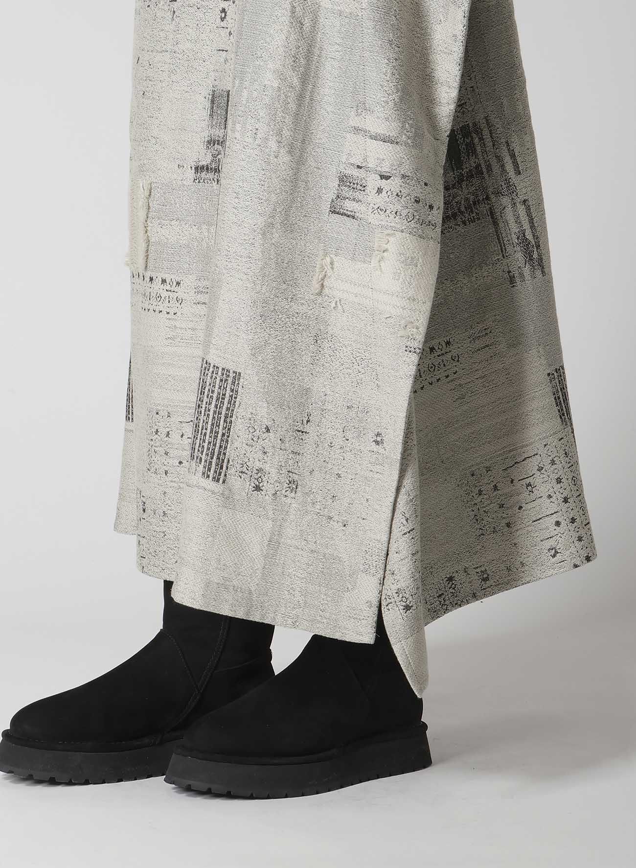 PATCHWORK JACQUARD WRAP-LIKE FLARE SKIRT