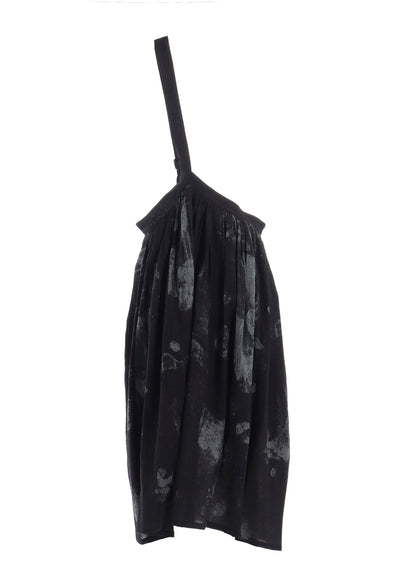 WOOL GAUZE SMUDGED POLKA DOT SINGLE STRAP SKIRT