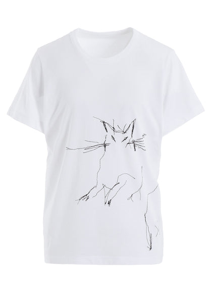 COTTON JERSEY ANIMAL PRINT ROUND NECK HALF SLEEVE T