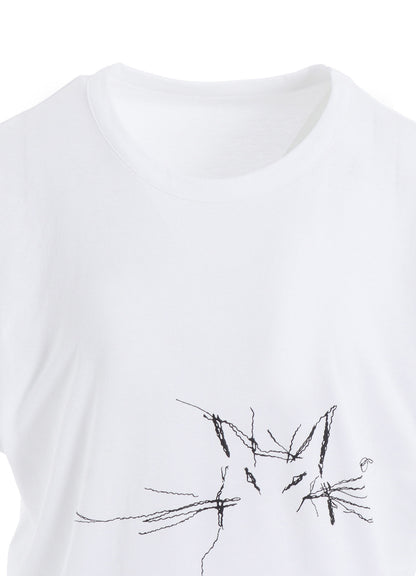 COTTON JERSEY ANIMAL PRINT ROUND NECK HALF SLEEVE T