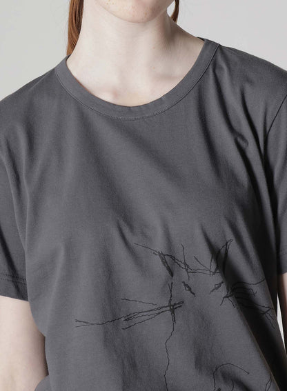 COTTON JERSEY ANIMAL PRINT ROUND NECK HALF SLEEVE T