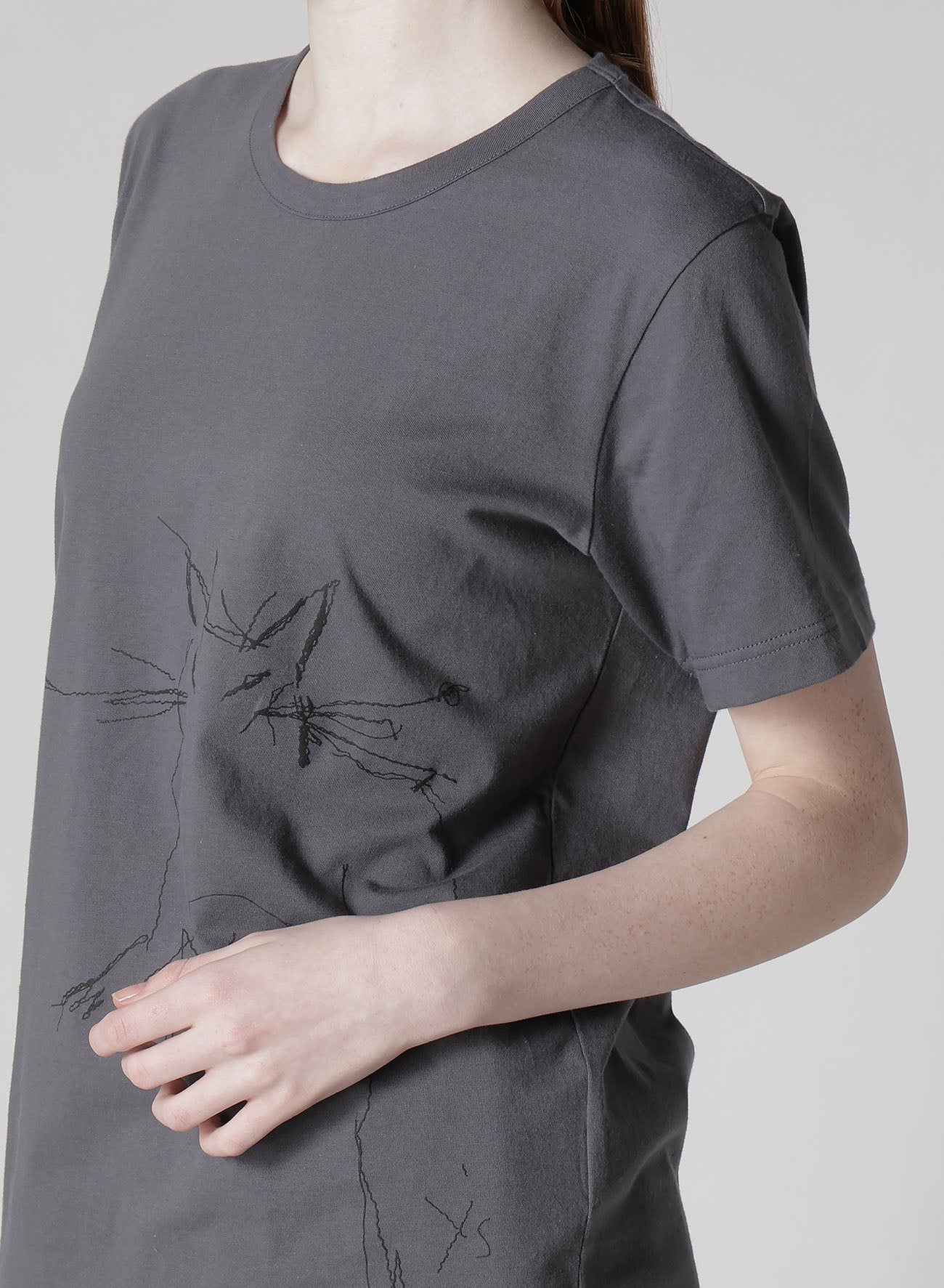 COTTON JERSEY ANIMAL PRINT ROUND NECK HALF SLEEVE T