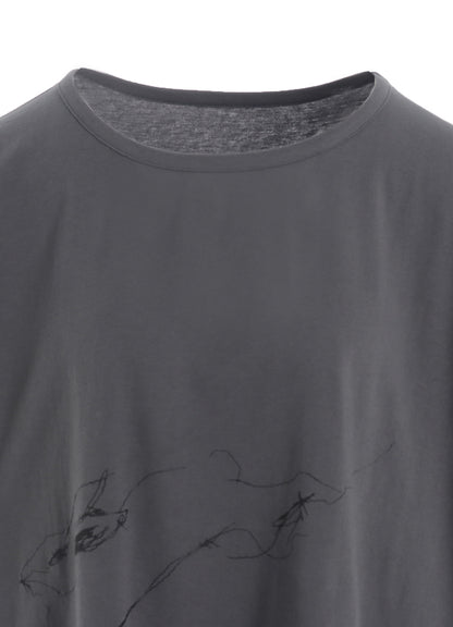 COTTON JERSEY ANIMAL PRINT CROPPED HALF SLEEVE T