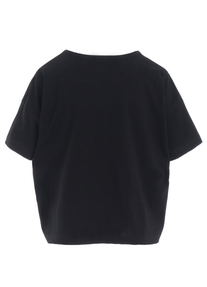 COTTON JERSEY ANIMAL PRINT CROPPED HALF SLEEVE T