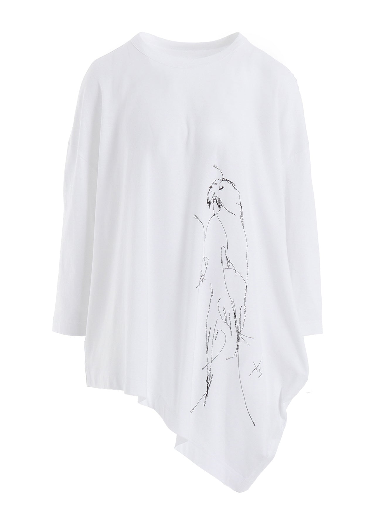 COTTON JERSEY ANIMAL PRINT ASYMMETRY DRAPE T