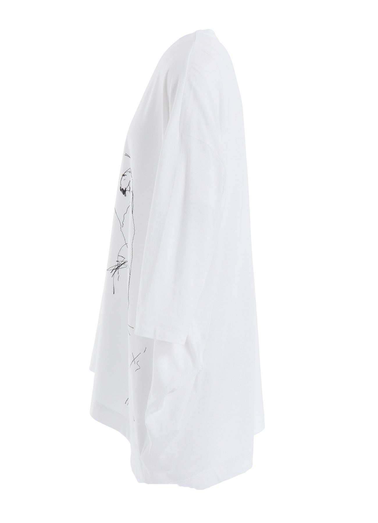 COTTON JERSEY ANIMAL PRINT ASYMMETRY DRAPE T