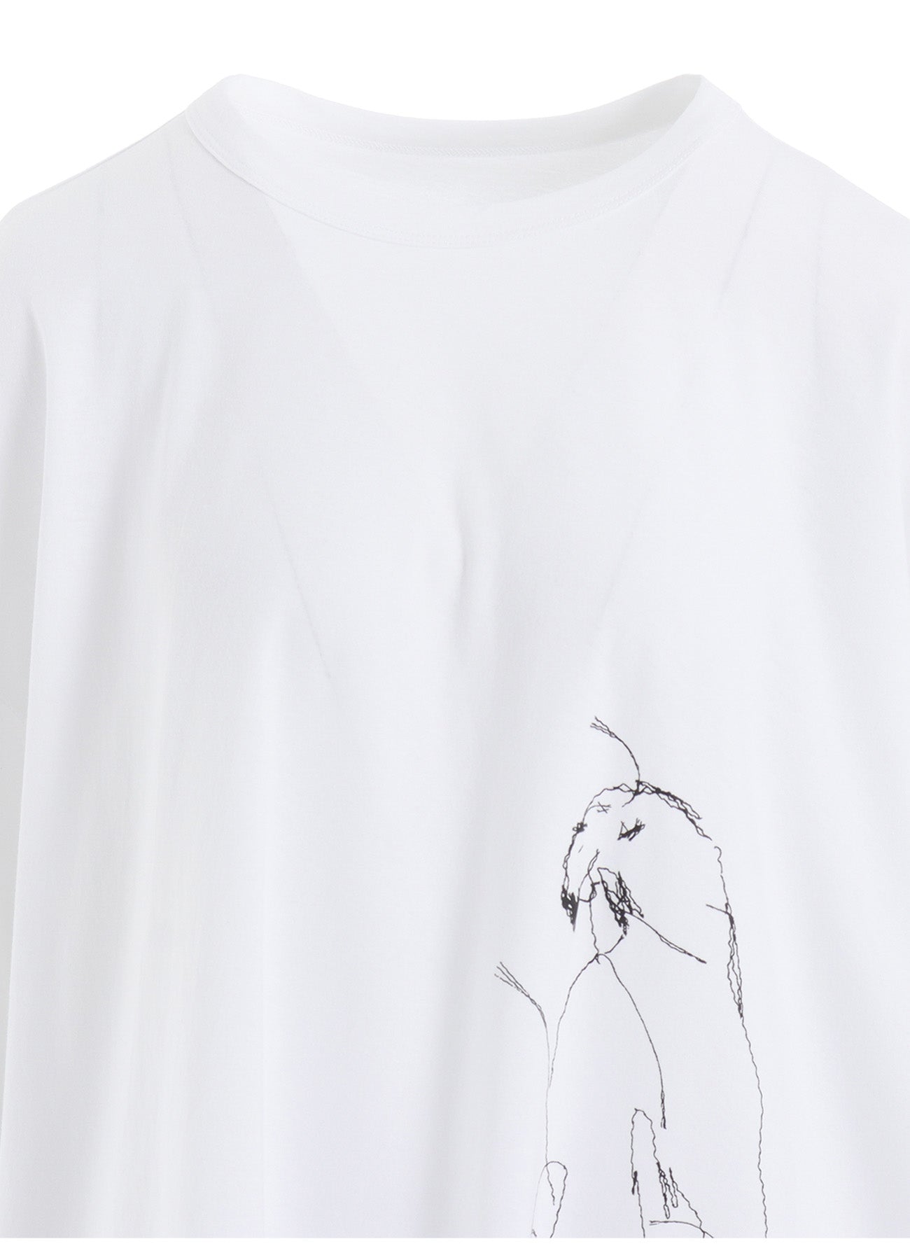 COTTON JERSEY ANIMAL PRINT ASYMMETRY DRAPE T