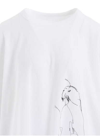 COTTON JERSEY ANIMAL PRINT ASYMMETRY DRAPE T