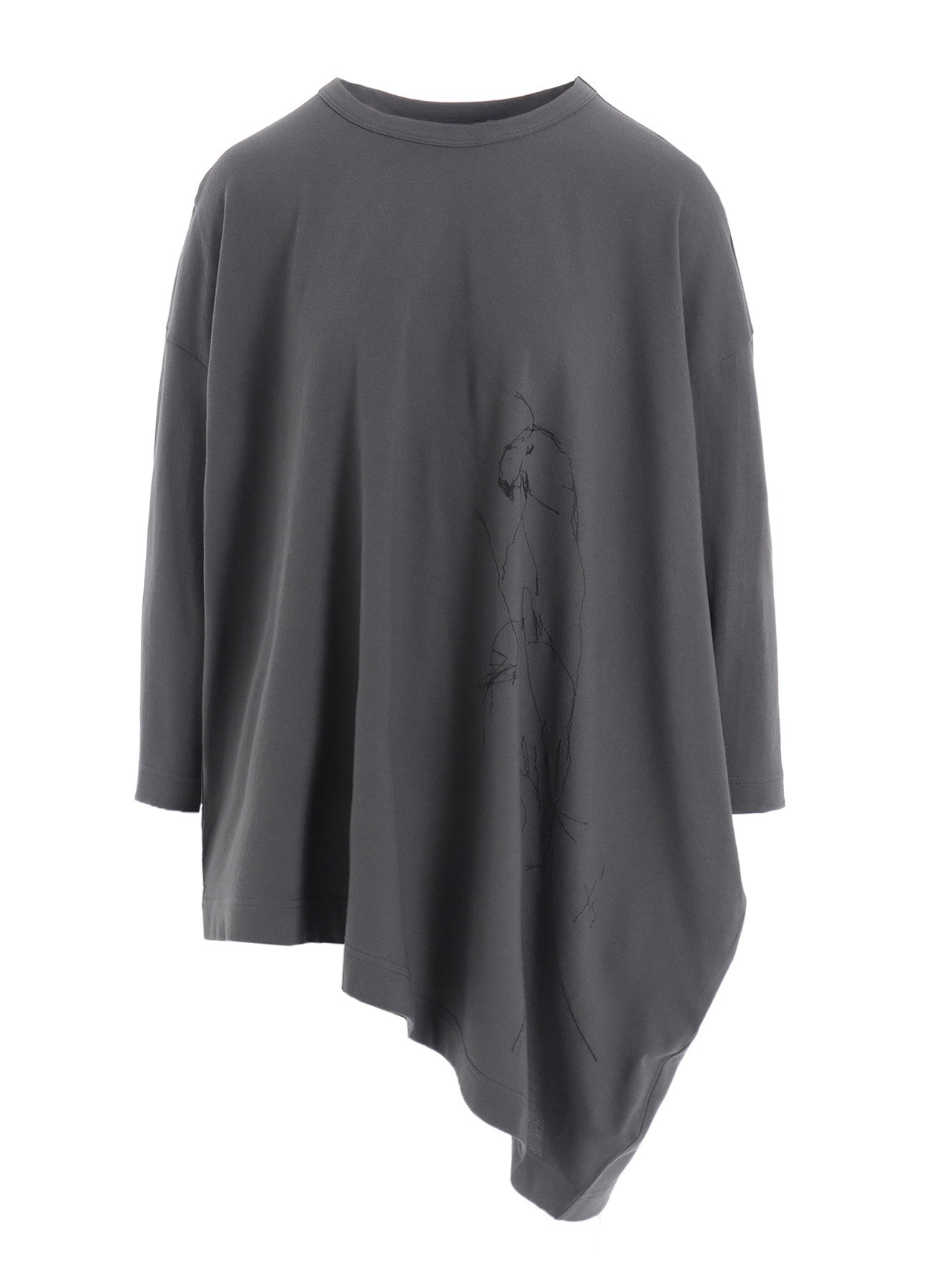 COTTON JERSEY ANIMAL PRINT ASYMMETRY DRAPE T