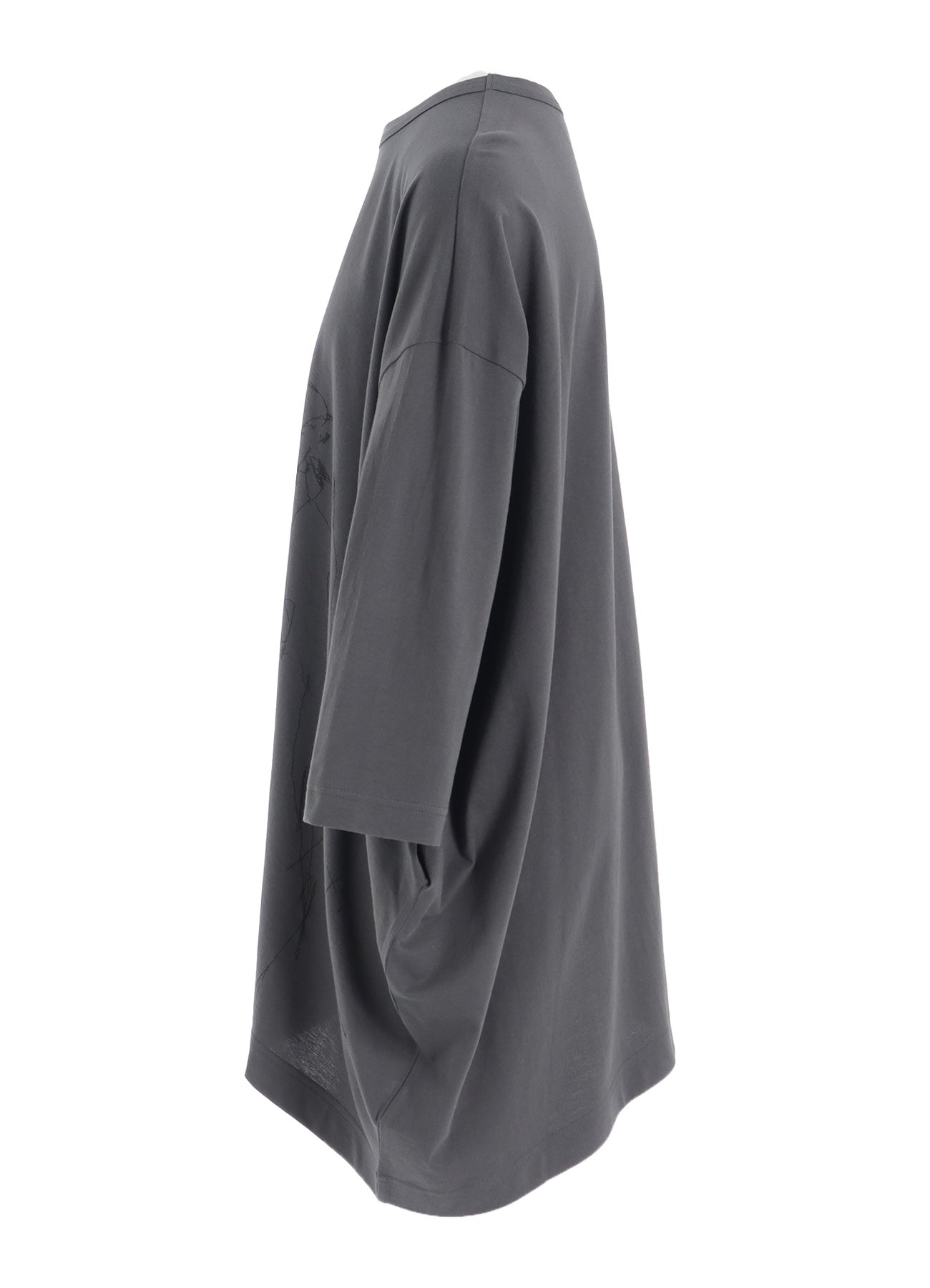 COTTON JERSEY ANIMAL PRINT ASYMMETRY DRAPE T