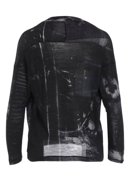 BLURRY FLOWER PRINTTED OFF NECK BUTTONED CARDIGAN