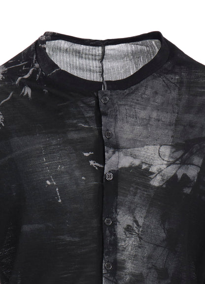 BLURRY FLOWER PRINTTED OFF NECK BUTTONED CARDIGAN
