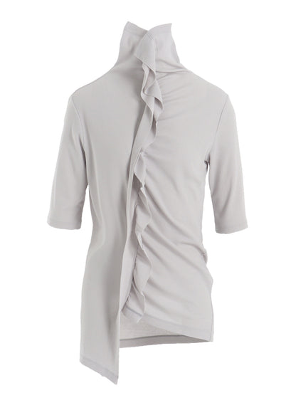 HARD-TWIST ASYMMETRIC HIGH NECK HALF SLEEVE T
