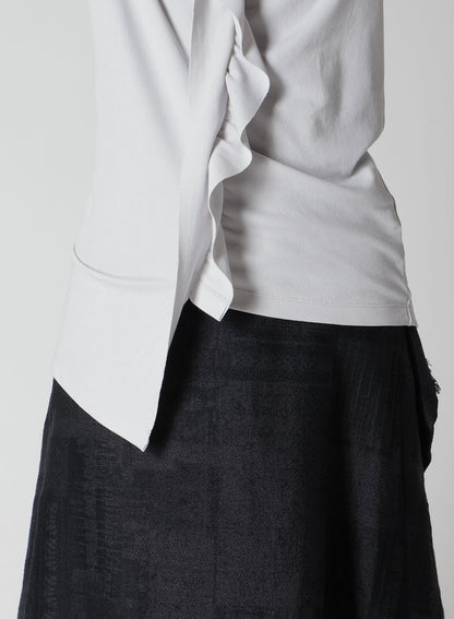 HARD-TWIST ASYMMETRIC HIGH NECK HALF SLEEVE T