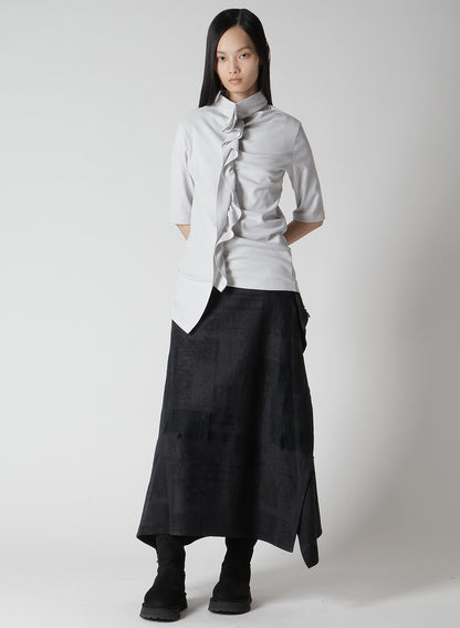 HARD-TWIST ASYMMETRIC HIGH NECK HALF SLEEVE T