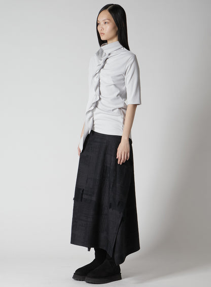 HARD-TWIST ASYMMETRIC HIGH NECK HALF SLEEVE T