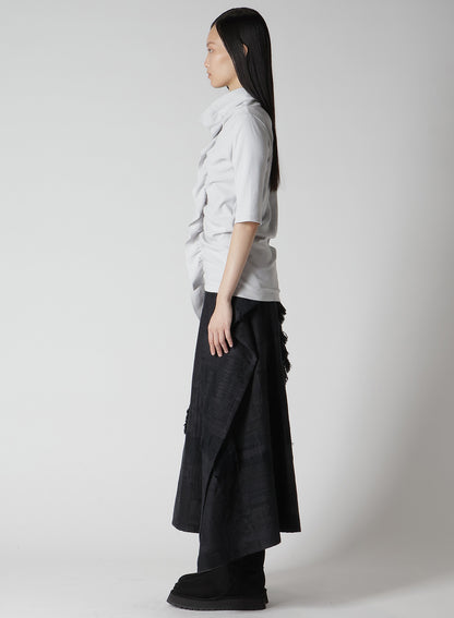 HARD-TWIST ASYMMETRIC HIGH NECK HALF SLEEVE T