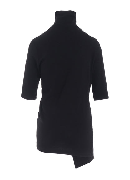 HARD-TWIST ASYMMETRIC HIGH NECK HALF SLEEVE T