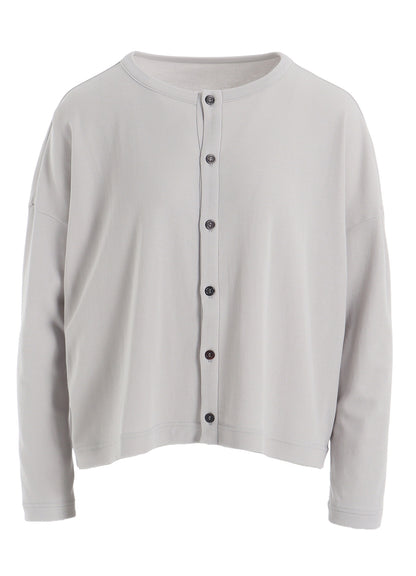 HARD-TWIST CROPPED ROUND NECK CARDIGAN