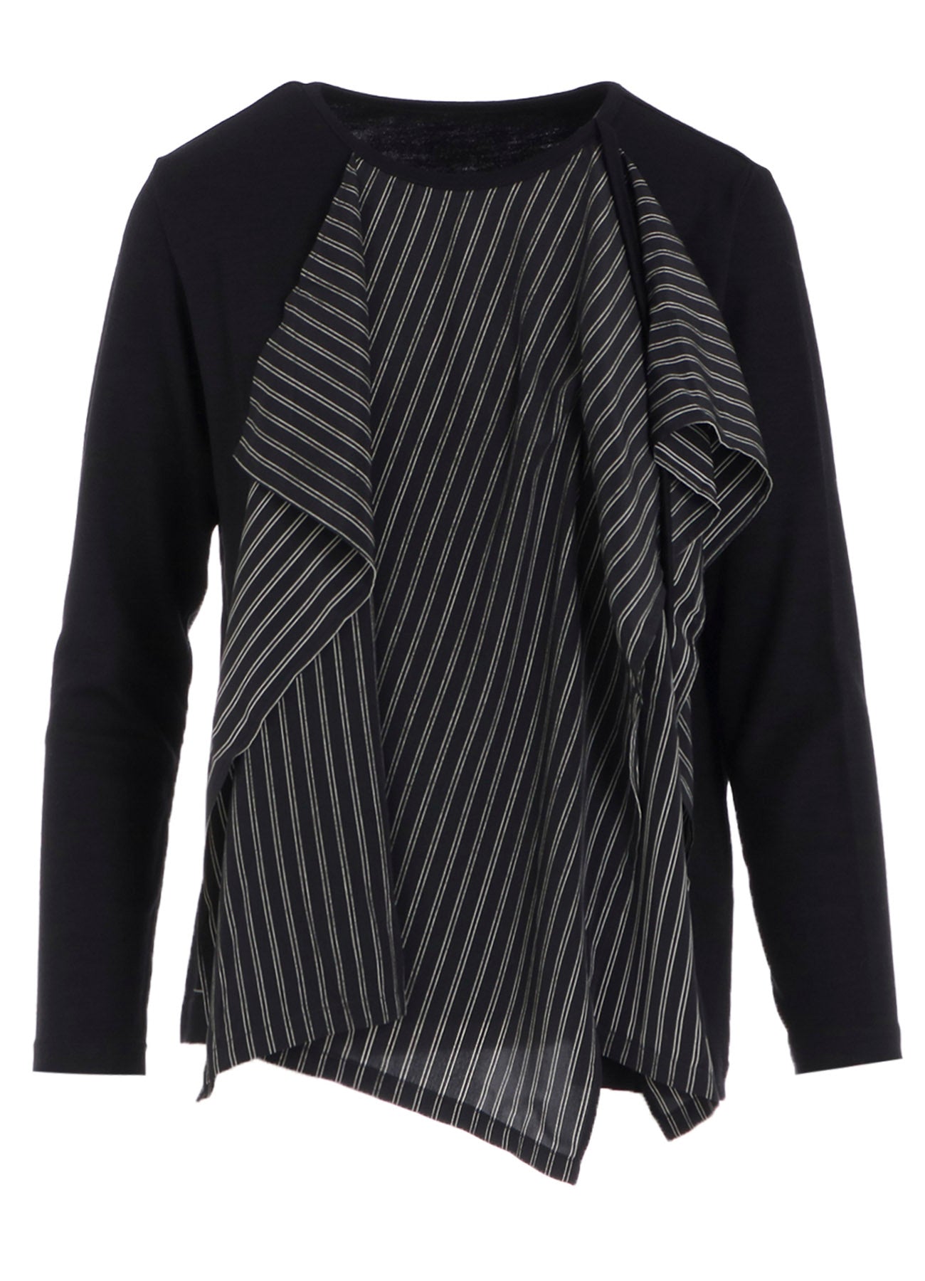COTTON/CREPE DE CHINE FLARE ROUND NECK T
