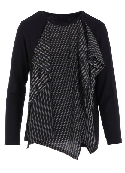 COTTON/CREPE DE CHINE FLARE ROUND NECK T