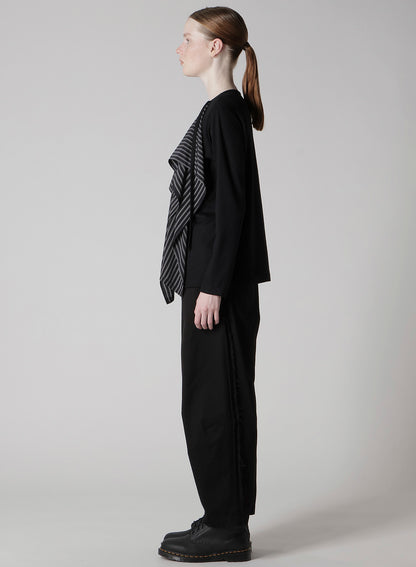 COTTON/CREPE DE CHINE FLARE ROUND NECK T