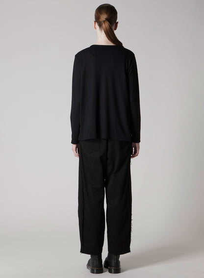 COTTON/CREPE DE CHINE FLARE ROUND NECK T