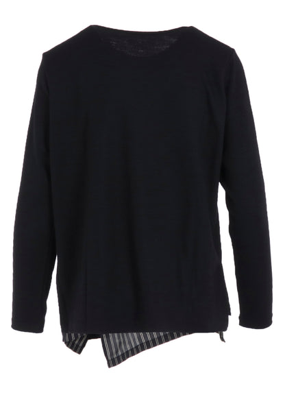 COTTON/CREPE DE CHINE FLARE ROUND NECK T