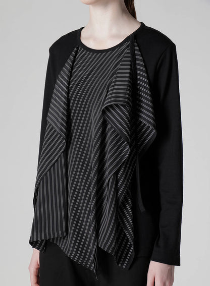 COTTON/CREPE DE CHINE FLARE ROUND NECK T