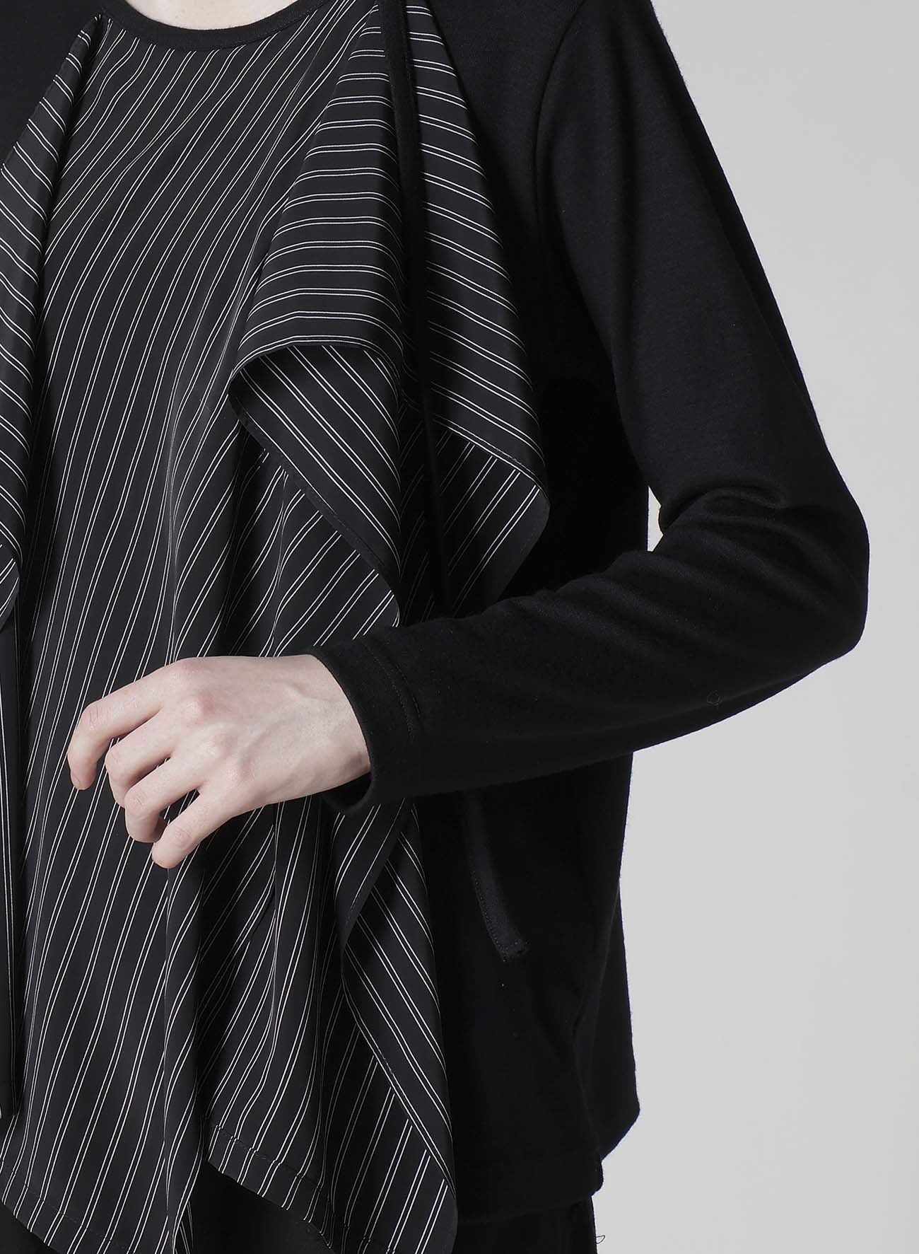 COTTON/CREPE DE CHINE FLARE ROUND NECK T