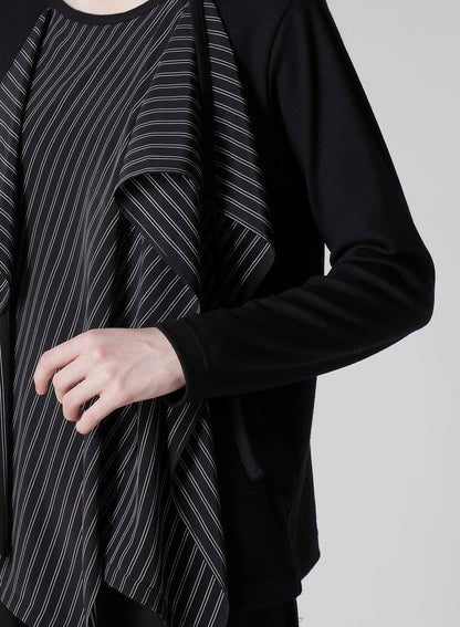 COTTON/CREPE DE CHINE FLARE ROUND NECK T