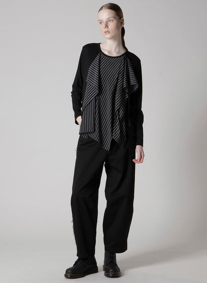 COTTON/CREPE DE CHINE FLARE ROUND NECK T