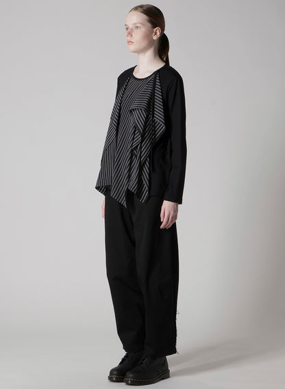 COTTON/CREPE DE CHINE FLARE ROUND NECK T