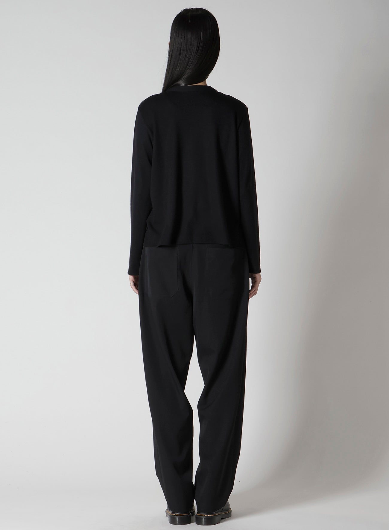 COTTON/CREPE DE CHINE FLARE 3-BUTTON CARDIGAN