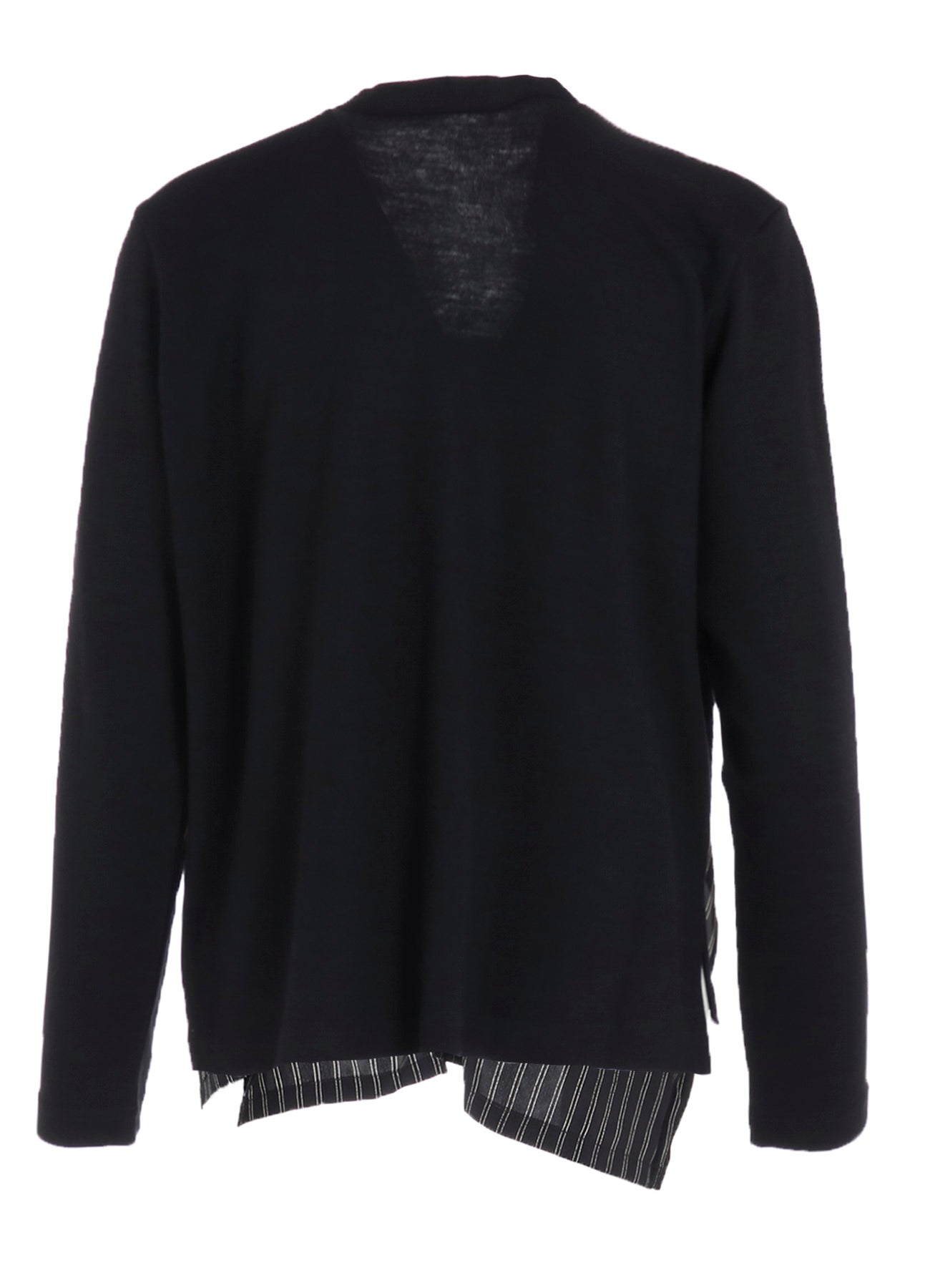 COTTON/CREPE DE CHINE FLARE 3-BUTTON CARDIGAN