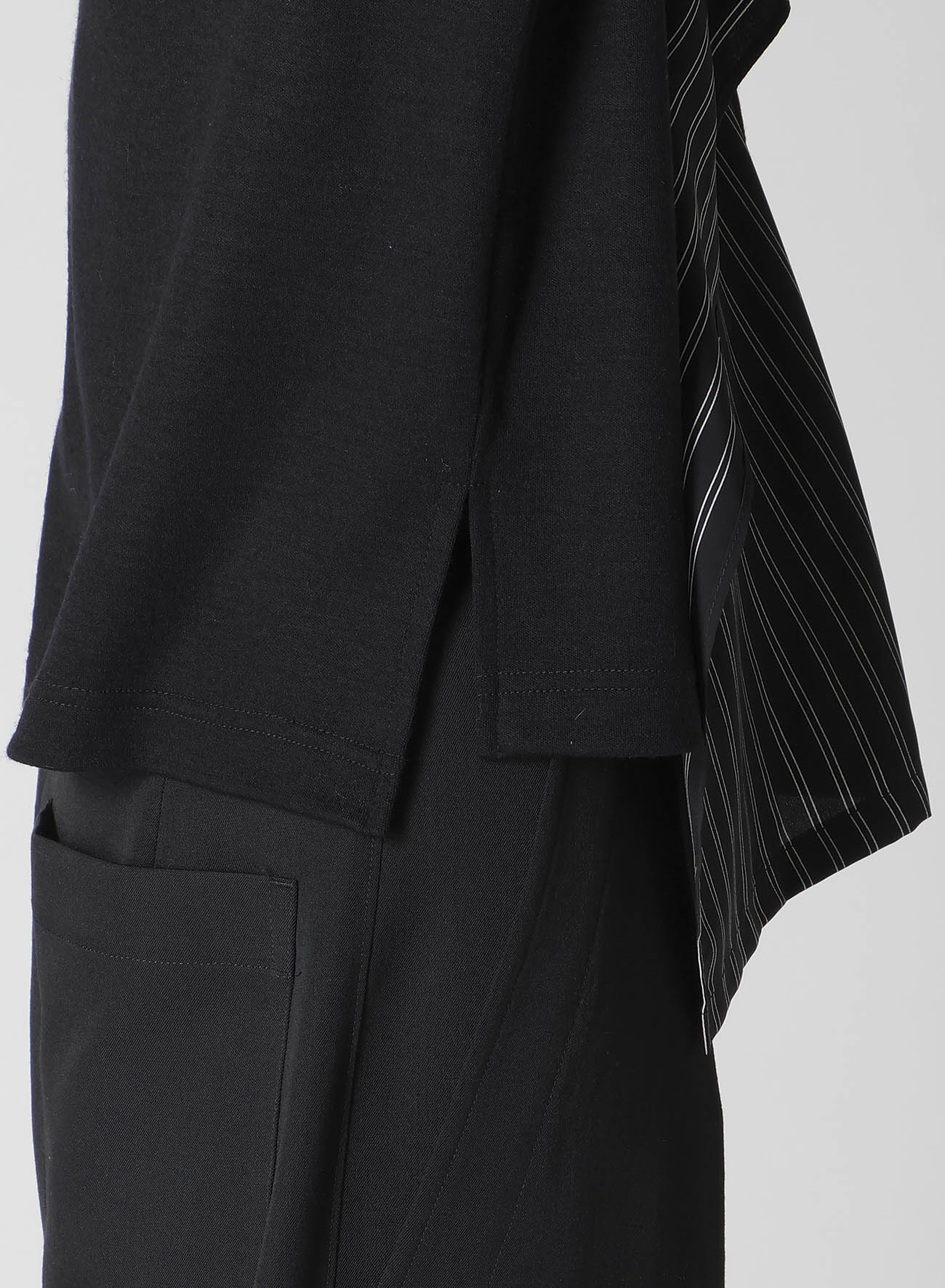COTTON/CREPE DE CHINE FLARE 3-BUTTON CARDIGAN