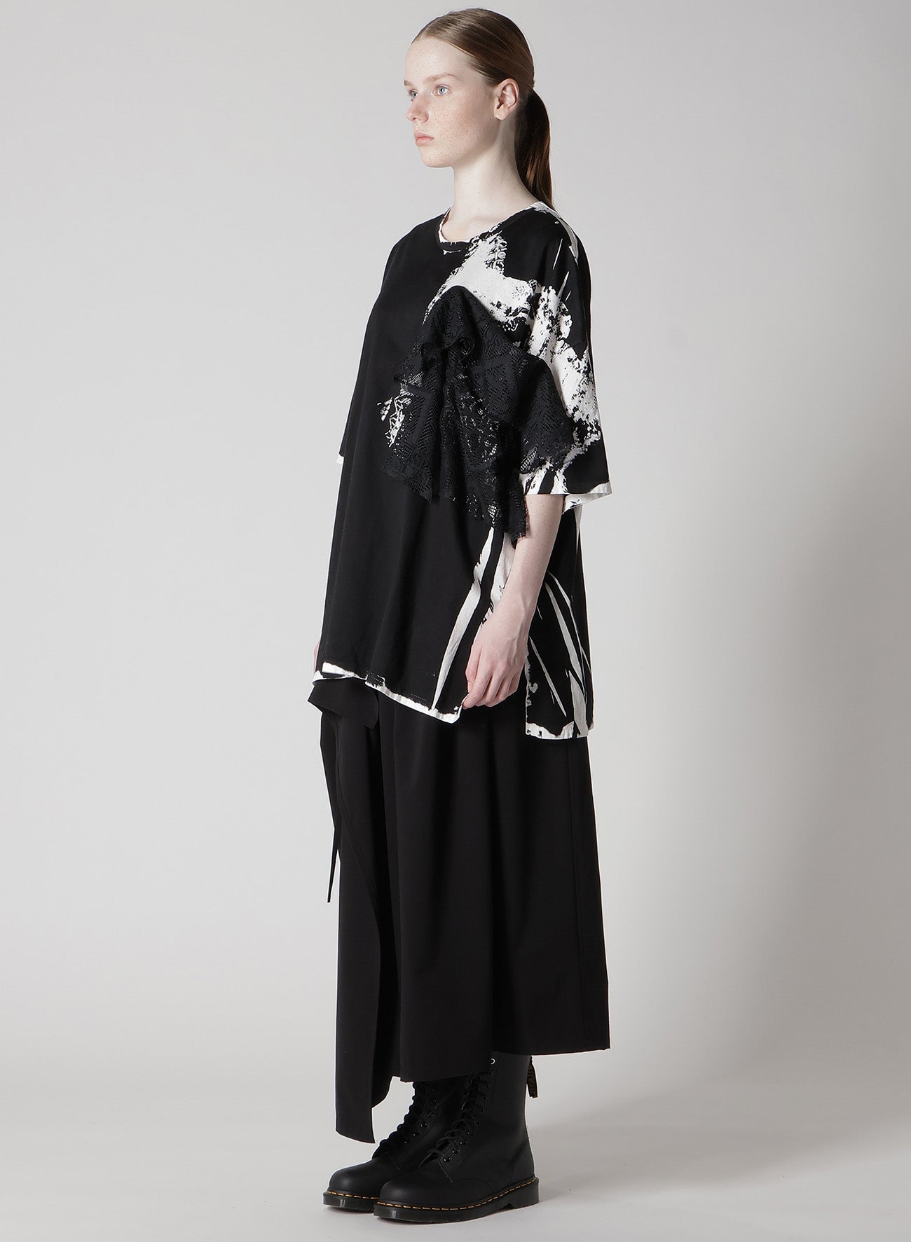 COTTON LACE/PRINT BIG POCKET PULLOVER