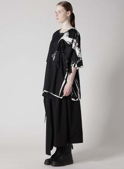 COTTON LACE/PRINT BIG POCKET PULLOVER