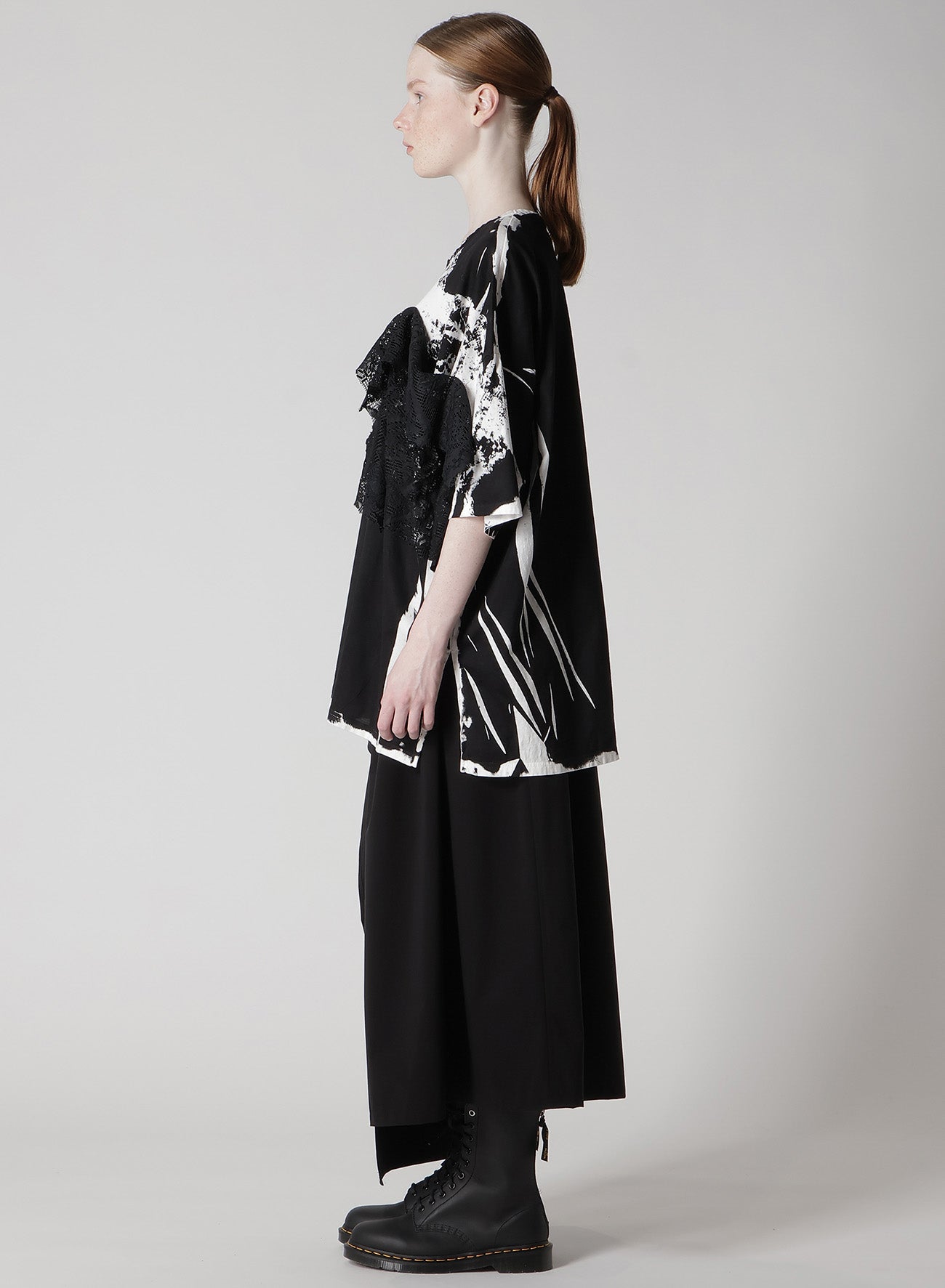 COTTON LACE/PRINT BIG POCKET PULLOVER