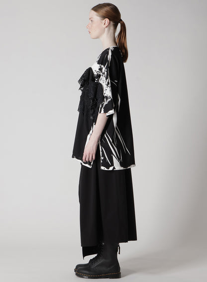 COTTON LACE/PRINT BIG POCKET PULLOVER