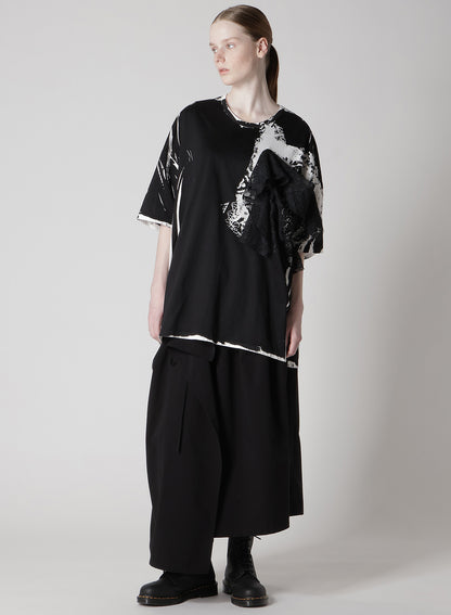 COTTON LACE/PRINT BIG POCKET PULLOVER