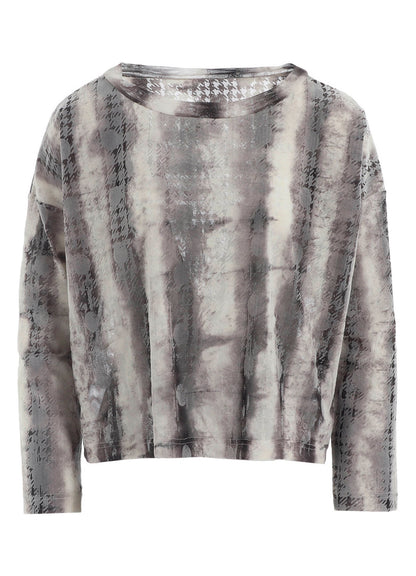 HOUNDTOOTH DOTS TULLE CROPPED ROUND NECK T