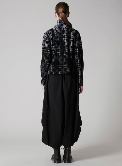 HOUNDTOOTH DOTS TULLE CROPPED HIGH-NECK T