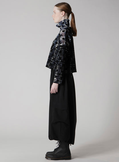 HOUNDTOOTH DOTS TULLE CROPPED HIGH-NECK T