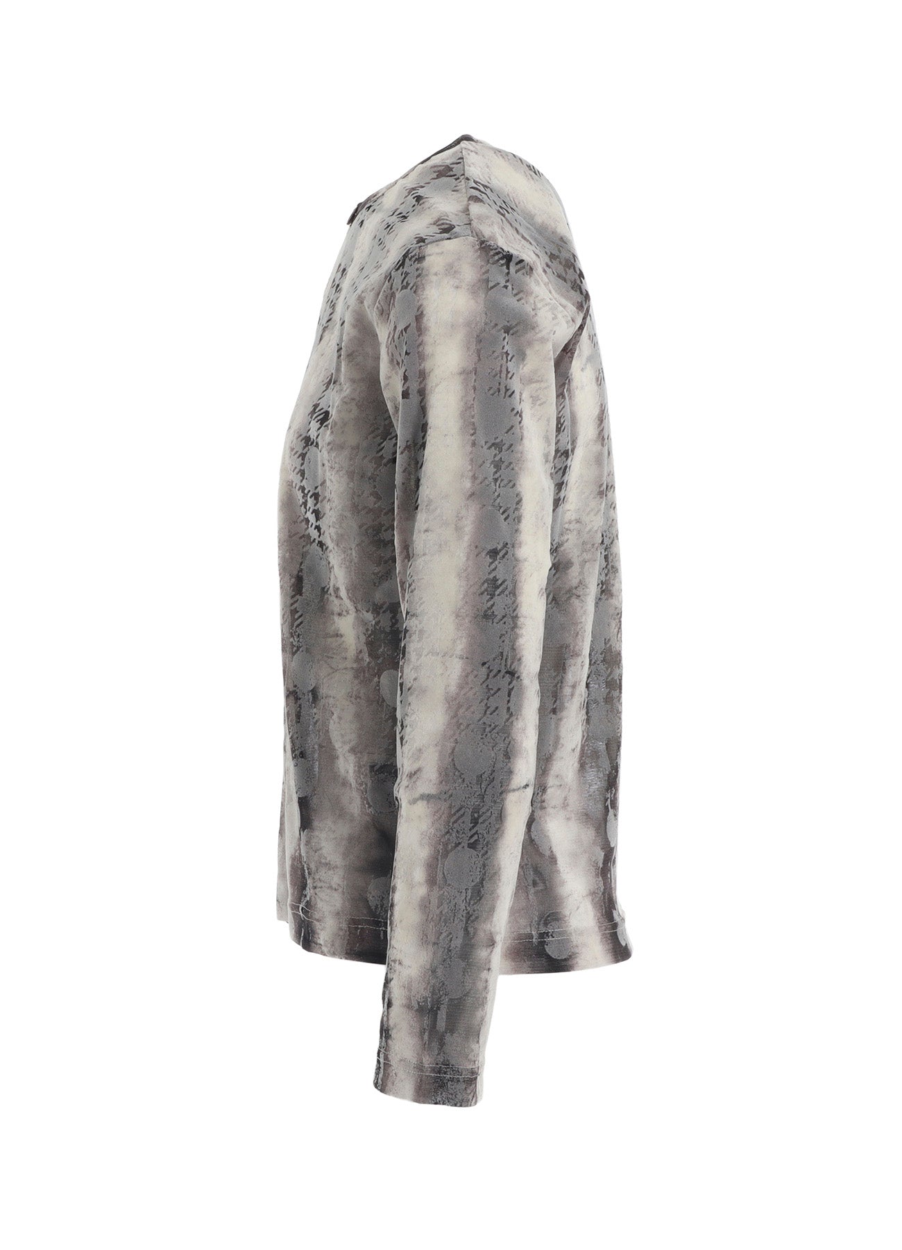 HOUNDTOOTH DOTS TULLE ROUND NECK LONG SLEEVE CARDIGAN