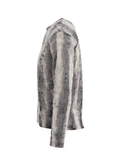 HOUNDTOOTH DOTS TULLE ROUND NECK LONG SLEEVE CARDIGAN