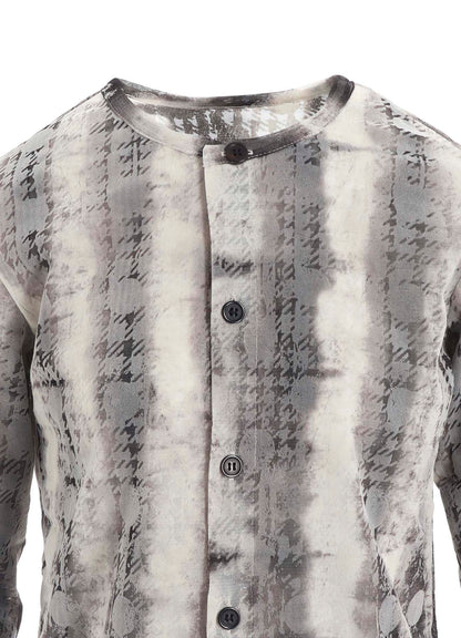 HOUNDTOOTH DOTS TULLE ROUND NECK LONG SLEEVE CARDIGAN