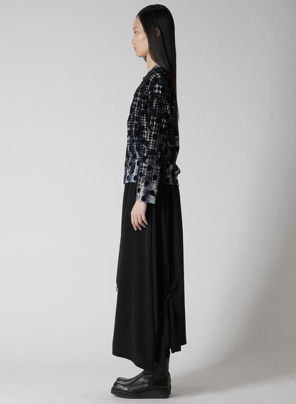 HOUNDTOOTH DOTS TULLE ROUND NECK LONG SLEEVE CARDIGAN